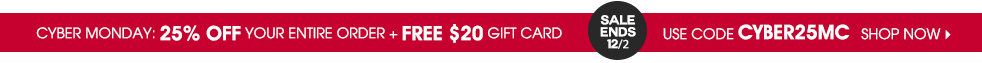 Cyber Monday Sale - 25% Off + Free Gift Card
