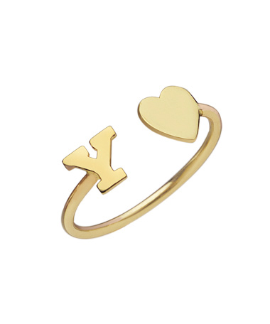 Gold Initial Cuff Ring