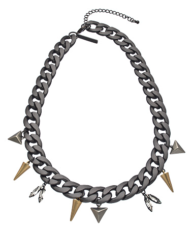 8 Other Reasons Gunmetal Gold Silver and Crystal Combat Spike Necklace