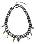 8 Other Reasons Gunmetal Gold Silver and Crystal Combat Spike Necklace