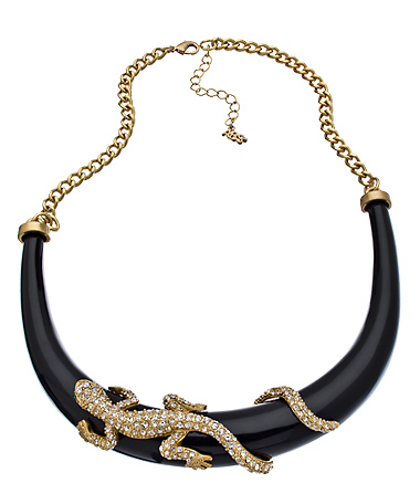 ABS Black Crystal Salamander Bib Necklace