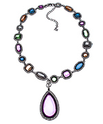 ABS Multi Crystal Teardrop Pendant Necklace