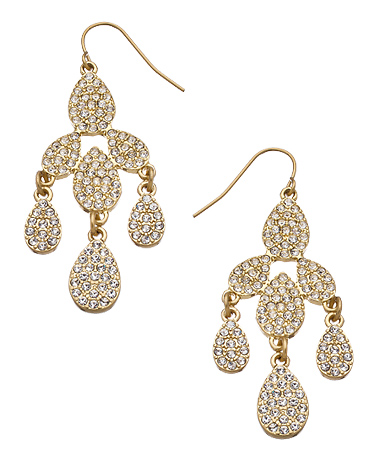 ABS Gold Crystal Chandelier Earrings