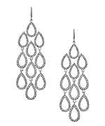 ABS Silver Crystal Long Chandelier Earrings