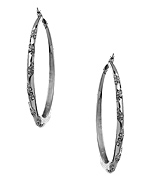 ABS Silver Scattered Crystal Hoop Earrings