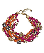 ABS Gold Gunmetal Crystal and Cord Bracelet