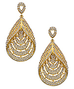 ABS Gold and Crystal Teardrop Earrings