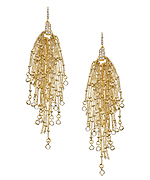 ABS Gold and Crystal Long Chain Chandelier Earrings