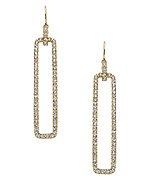 ABS Gold and Crystal Elongated Rectangle Hoop Earrings