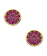 ABS Gold and Pink Crystal Disc Stud Earrings