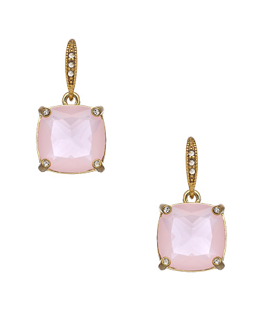 ABS Pink Crystal Cushion Drop Earrings