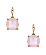 ABS Pink Crystal Cushion Drop Earrings
