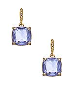 ABS Lilac Crystal Cushion Drop Earrings