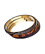 A.V. Max Brown and Grey Three Piece Bangle Bracelet Set