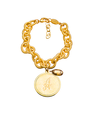 A.V. Max Gold and Crystal Initial Chain Bracelet