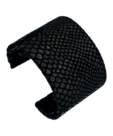 A.V. Max Black Python Embossed Leather Cuff Bracelet