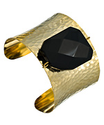 A.V. Max Black and Gold Concave Hammered Cuff Bracelet