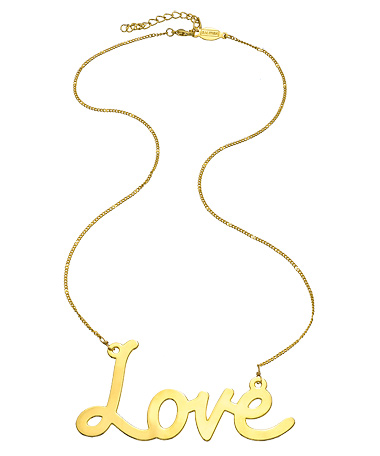 A.V. Max Gold Large Script Love Pendant Necklace
