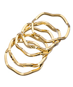 A.V. Max Set of Five Gold Zig Zag Rings
