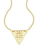 A.V. Max Gold and Crystal 3D Triangle Cage Pendant Necklace