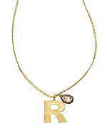 A.V. Max Gold Mini R and Mystic Crystal Briolette Pendant Necklace