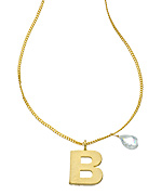 A.V. Max Gold Mini B and Crystal Briolette Pendant Necklace