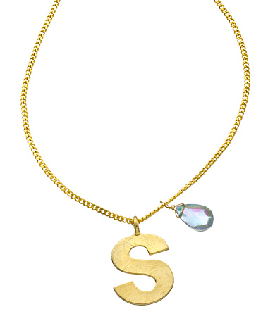 A.V. Max Gold Mini S and and Multicolored CZ Briolette Pendant Necklace