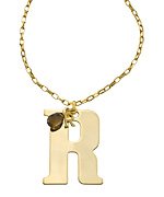 A.V. Max Gold Large and Mini R and Topaz Briolette Pendant Necklace