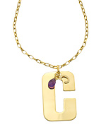 A.V. Max Gold Large and Mini C and Amethyst Briolette Pendant Necklace