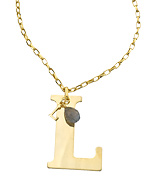 A.V. Max Gold Large and Mini L and Labradorite Briolette Pendant Necklace