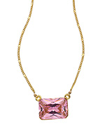 A.V. Max Gold and Pink CZ Pendant Necklace