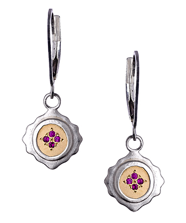 Adel Chefridi Pink Sapphire East and West Earrings