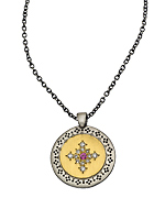 Adel Chefridi Gold Silver Pink Sapphire and Diamond Seeds of Harmony Pendant Necklace