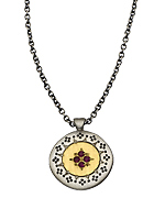 Adel Chefridi Gold Silver and Ruby Four Star Harmony Pendant Necklace