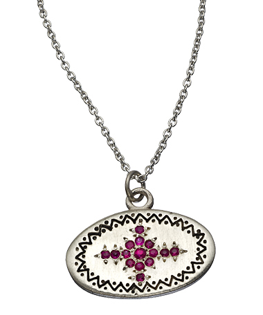 Adel Chefridi Silver and Ruby Rays of Hope Pendant Necklace