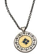 Adel Chefridi Gold Silver and Sapphire Four Star Harmony Pendant Necklace