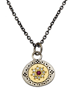 Adel Chefridi Gold Silver Ruby and Diamond Seeds of Harmony Pendant Necklace