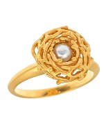 Agrigento Goldtone Bird Nest Pearl Ring
