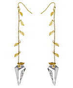 Ali NY Crystal Spear Drop Leaf Chain Earrings