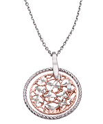 Allegro Silver and Rose Gold Small Circle and Disc Pendant Necklace