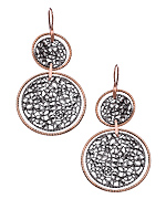 Allegro Rose Gold and Black Double Drop Circle and Disc Earrings