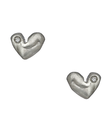 Amery Carriere Petite Heart White Diamond Earrings