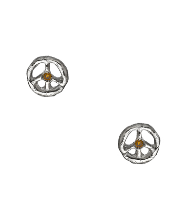 Amery Carriere Brown Diamond Peace-Sign Post Earrings