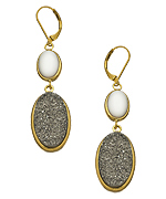 Andara Oval Silver Druzy Drop Earrings