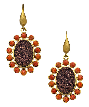 Andara Coral And Druzy Earrings