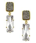 Andara Cubic Zirconia Baguette Druzy Earrings