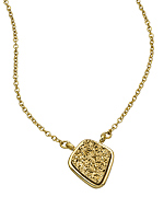 Andara Diamond Shaped Gold Druzy Pendant Necklace