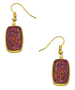 Andara Peacock Druzy Rectangle Drop Earrings