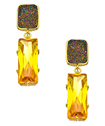 Andara Yellow Cubic Zirconia Baguette Druzy Earrings