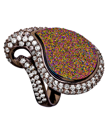 Andara Multi-Color Druzy Paisley Cocktail Ring